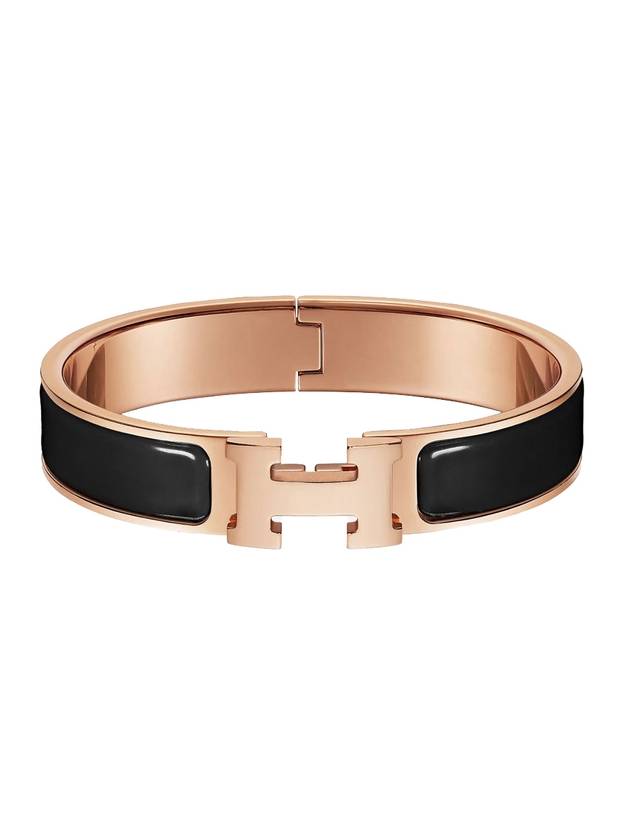 Clic H Bracelet Rose Gold Noir - HERMES - BALAAN 1