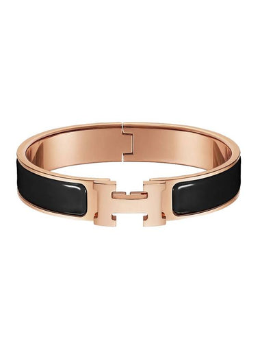 Clic H Bracelet Rose Gold Noir - HERMES - BALAAN 1