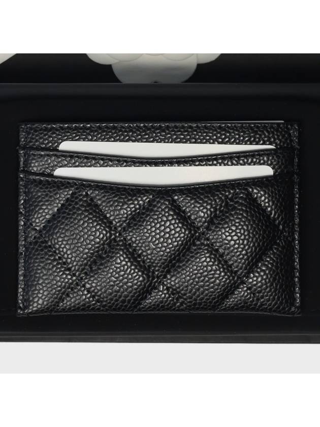 Classic Card Holder Grained Calfskin Silver Black - CHANEL - BALAAN 4