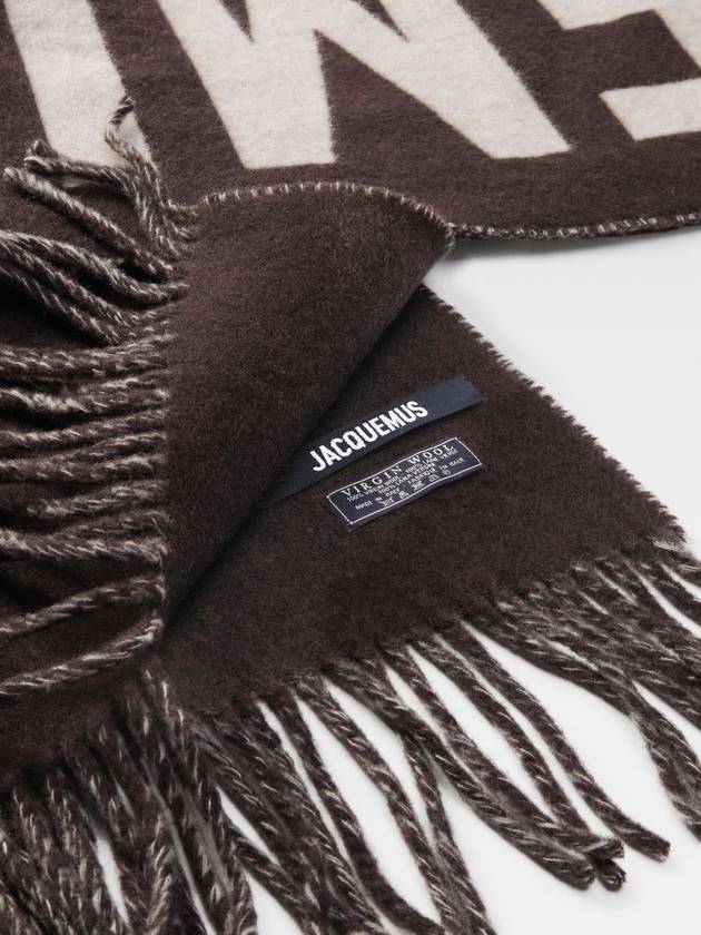 Lecharpe Fringe Logo Virgin Wool Muffler Brown - JACQUEMUS - BALAAN 5