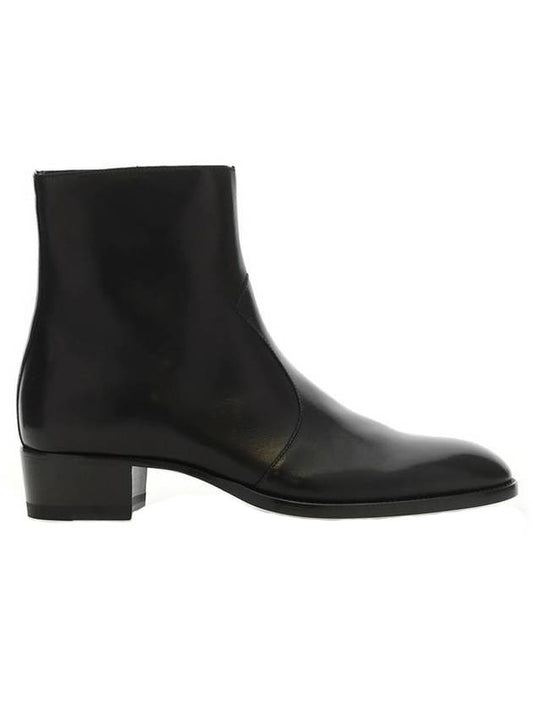 Classic Wyatt Zipper Ankle Boots Black - SAINT LAURENT - BALAAN 1