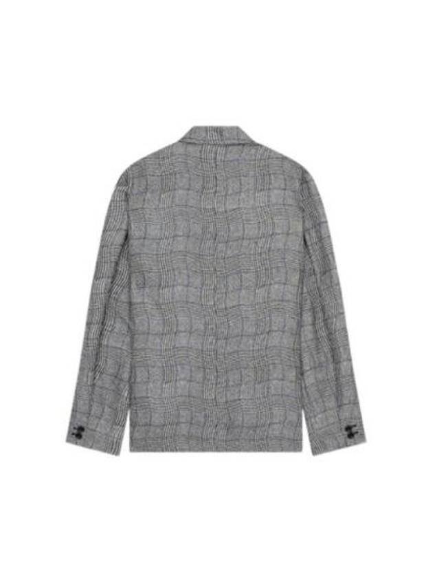 Women's Wave Check Oversized Blazer Jacket Grey - KENZO - BALAAN 3