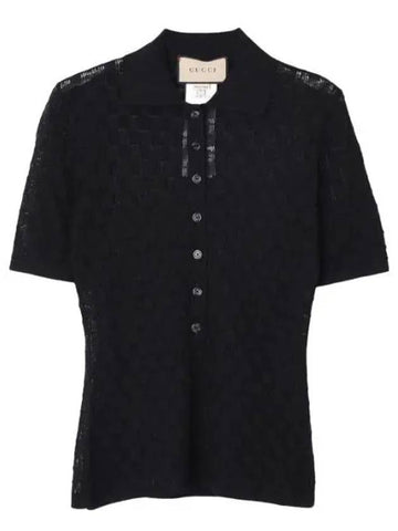 Cotton and Silk Blend Polo Shirt Women s Collar - GUCCI - BALAAN 1