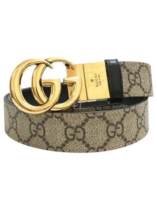 GG Marmont Supreme Canvas Leather Reversible Belt Beige Black - GUCCI - BALAAN 2