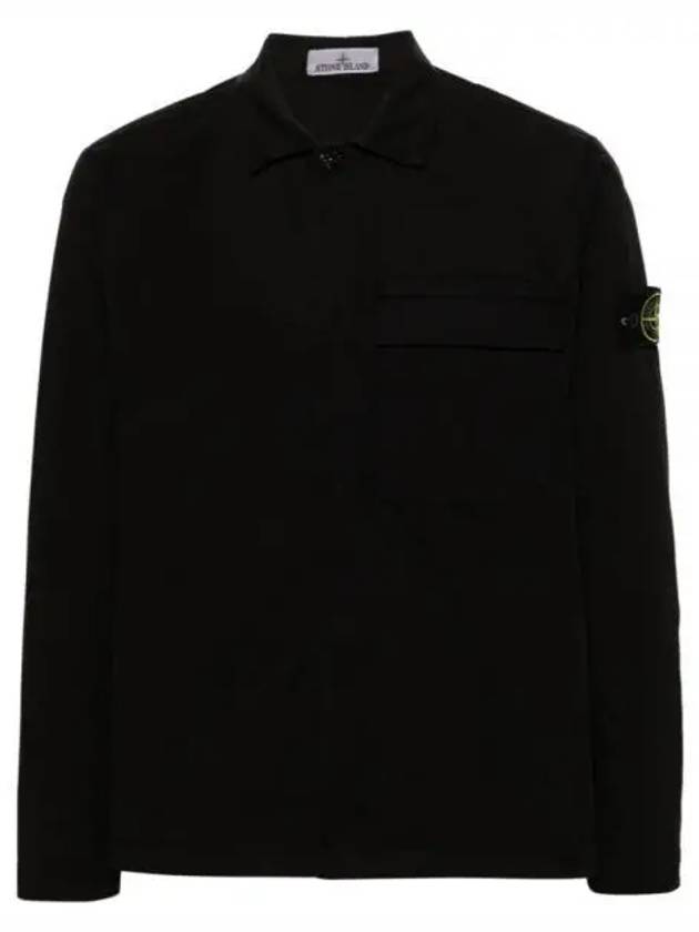 Supima Regular Fit Long Sleeve Shirt Black - STONE ISLAND - BALAAN 2