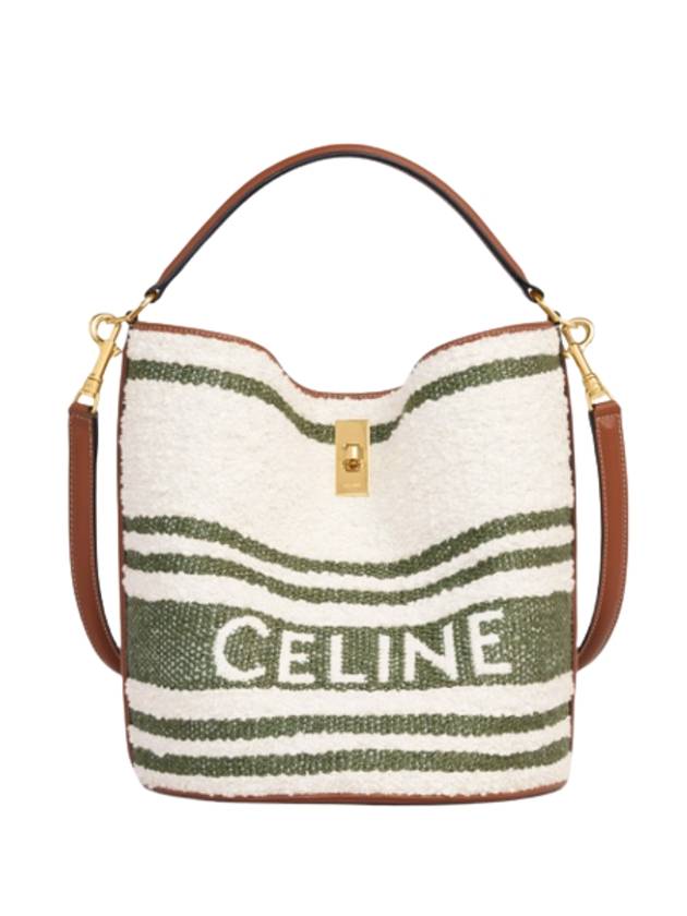 logo stripe textile 16 bucket bag khaki tan - CELINE - BALAAN.