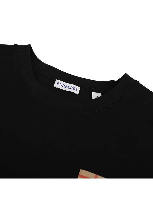 Check Pocket Cotton Short Sleeve T-Shirt Black - BURBERRY - BALAAN 4