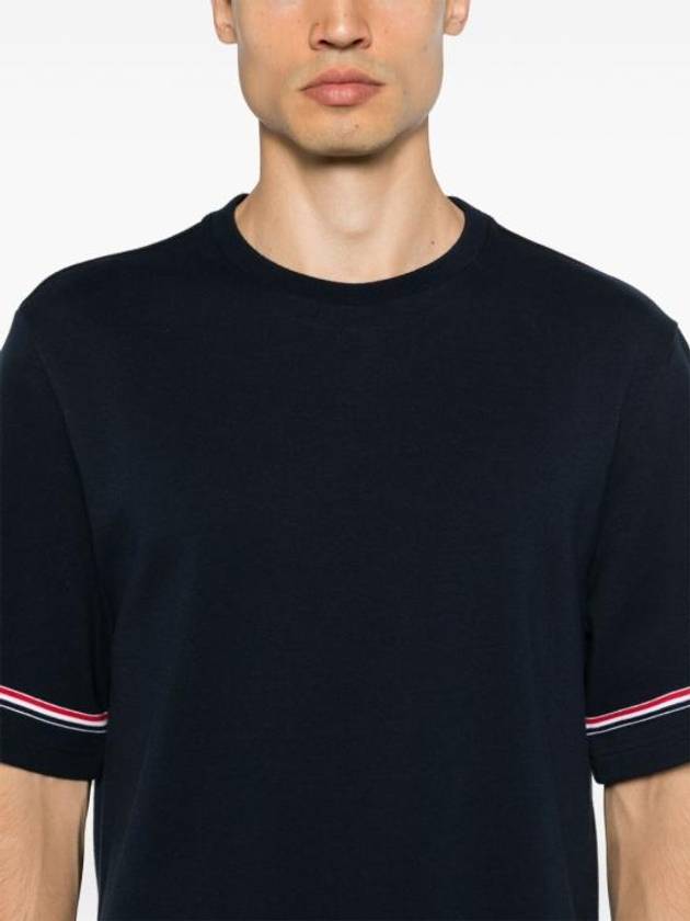 Cotton Rugby Short Sleeve T-Shirt Navy - THOM BROWNE - BALAAN 3