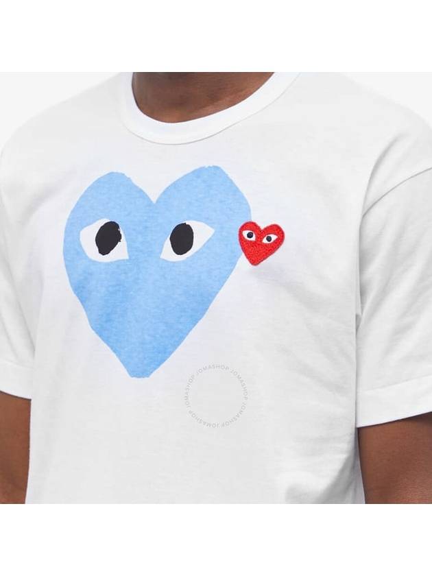 Men's Red Heart Waffen Blue Big Heart Short Sleeve T-Shirt P1 T106 2 White - COMME DES GARCONS PLAY - BALAAN 4