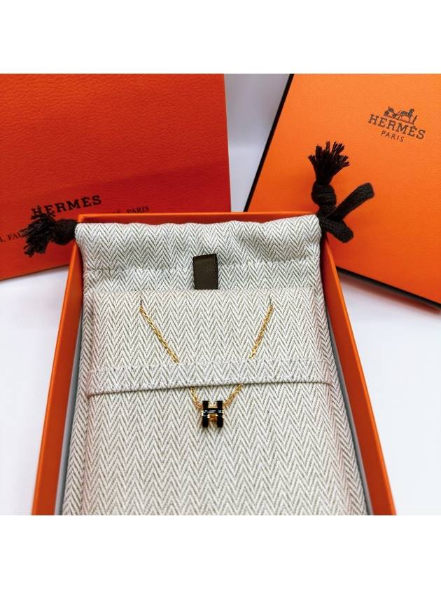 Mini Pop H Pendant Necklace Gold Noir - HERMES - BALAAN 8