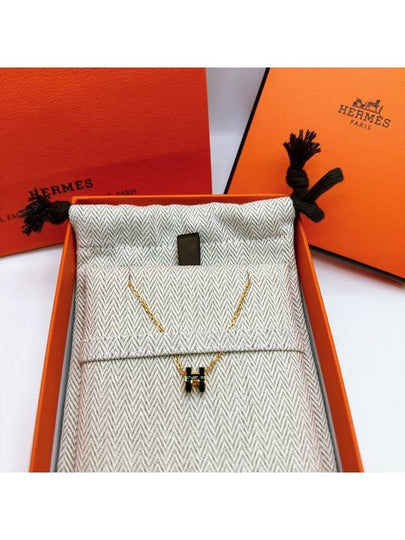 Mini Pop H Pendant Necklace Gold Noir - HERMES - BALAAN 2