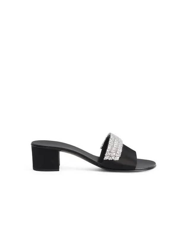 WOMEN ROLL SATIN HEEL SANDALS BLACK - GIUSEPPE ZANOTTI - BALAAN 1