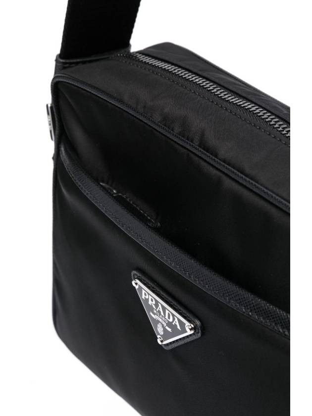 Re-Nylon Saffiano Leather Triangle Logo Cross Bag Black - PRADA - BALAAN 5