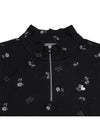 Women s flower print half zip up t shirt 9514LXSS BLACK - BLACK&WHITE - BALAAN 3