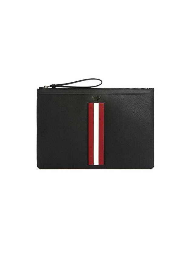 Bollis Large Recycled Leather Clutch Bag Black - BALLY - BALAAN 1