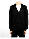 Compass Badge Wool Cardigan Black - STONE ISLAND - BALAAN 3