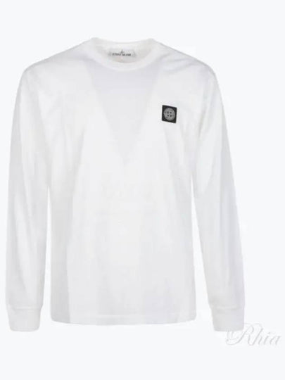 Logo Patch Cotton Jersey Long Sleeve T-Shirt White - STONE ISLAND - BALAAN 2