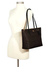 Signature Top Zip Tote Bag Brown Black - COACH - BALAAN 4