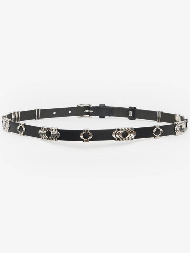 Odena Calfskin Leather Belt Silver Black - ISABEL MARANT - BALAAN 3