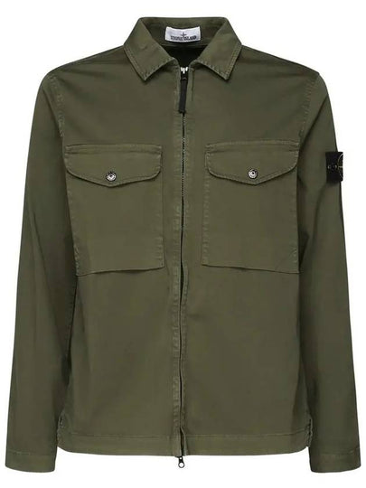 Compass Patch Overshirt Zip-Up Jacket Green - STONE ISLAND - BALAAN 2