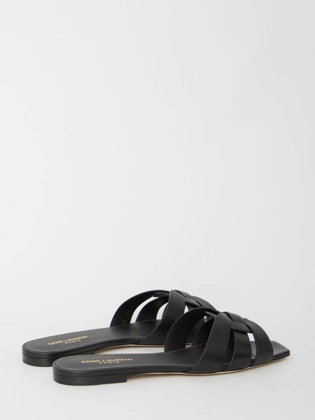 Tribute Smooth Leather Flat Mules Black - SAINT LAURENT - BALAAN 4