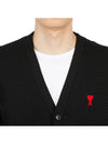 Heart Logo Merino Wool Cardigan Black - AMI - BALAAN 7