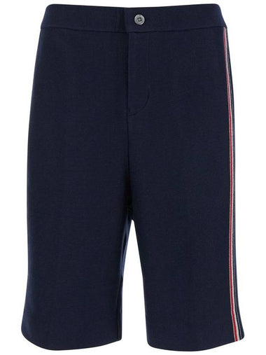 Blue Bermuda Shorts With Rwb Stripe Detail In Cotton Man - THOM BROWNE - BALAAN 1