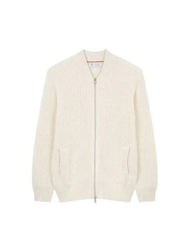 Men s chunky ribbed knit cardigan ivory 271721 - BRUNELLO CUCINELLI - BALAAN 1