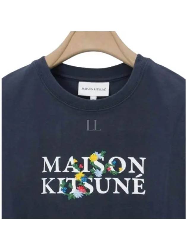 Flower Logo Print Short Sleeve T-Shirt Blue - MAISON KITSUNE - BALAAN 2