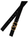 Men's V Logo Signature Leather Belt Black - VALENTINO - BALAAN 3