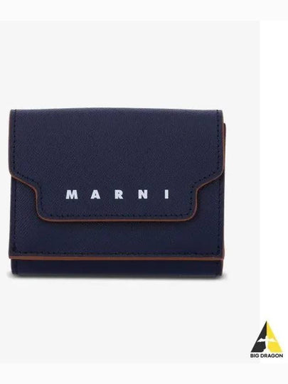 Big Logo Tri Fold Wallet Blue Black PFMO0125U0LV520Z571M - MARNI - BALAAN 2