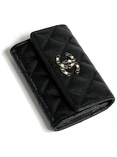 Classic Caviar Season Logo Card Wallet Black Kldok AP3608 - CHANEL - BALAAN 2