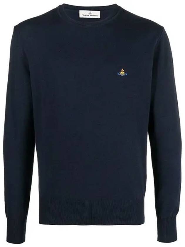 ORB Logo Cashmere Cotton Knit Top Navy - VIVIENNE WESTWOOD - BALAAN 1