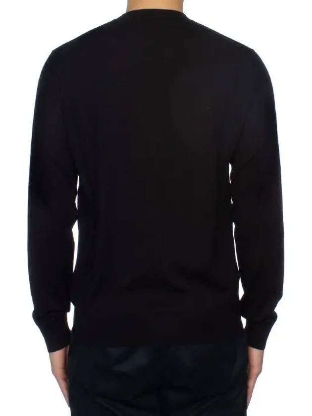 Superfine Crew neck Wool Knitted Sweater Black - PRADA - BALAAN 9