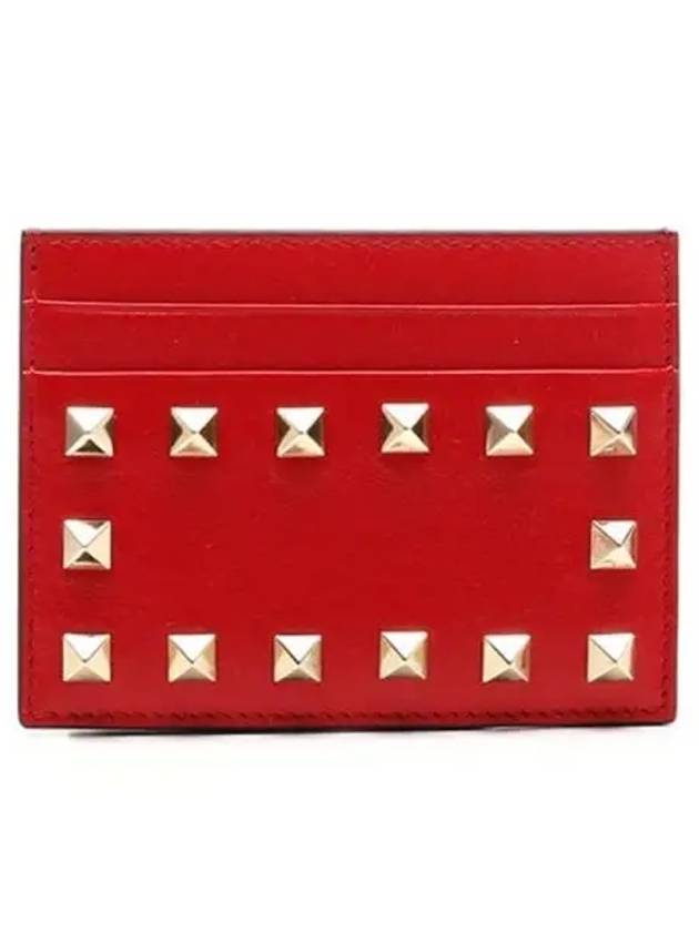 Rockstud Card Wallet Red - VALENTINO - BALAAN 2