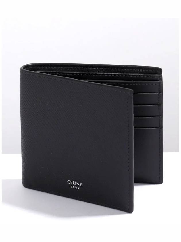 Celine Logo Leather Half Wallet Black - CELINE - BALAAN 2