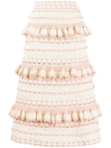 Clover Crochet Midi A Line Skirt Pink Cream - ZIMMERMANN - BALAAN 1