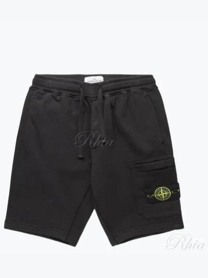 Wappen Patch Pocket Drawstring Shorts Black - STONE ISLAND - BALAAN 2