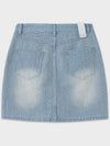 Damaged striped denim mini skirt light blue - NOIRER FOR WOMEN - BALAAN 9