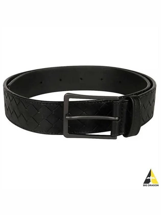 Intrecciato Leather Belt Black - BOTTEGA VENETA - BALAAN 2