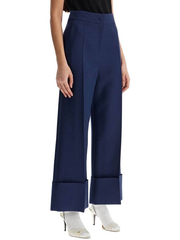 high-waisted wide leg pants in silk and wool indigo - VALENTINO - BALAAN 2