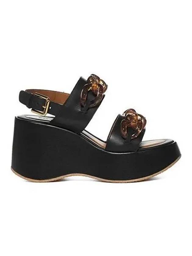 Seaby Sandals Women s Chain Link Platform Wedge Black - CHLOE - BALAAN 1