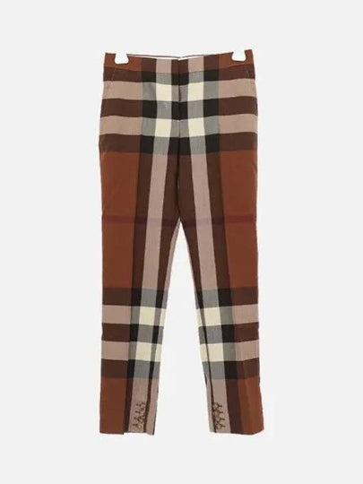 Women's Check Wool Tailored Straight Pants Brown - BURBERRY - BALAAN 2