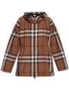 Check Hoodie Jacket Dark Birch Brown - BURBERRY - BALAAN.