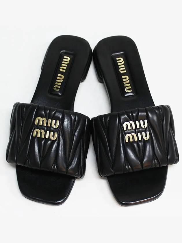 Matelasse Nappa Leather Slippers Black - MIU MIU - BALAAN 3