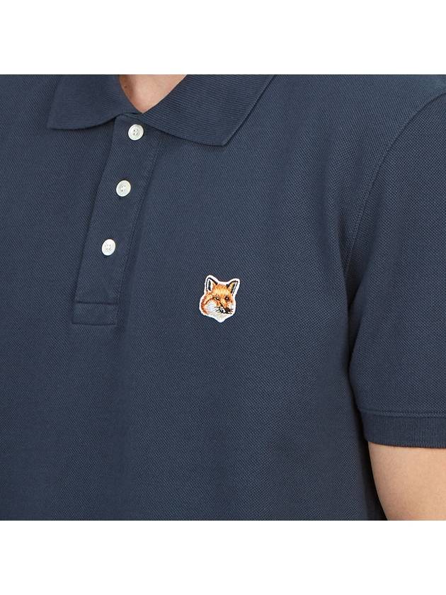 Fox Head Patch Cotton Polo Shirt Blue - MAISON KITSUNE - BALAAN 7