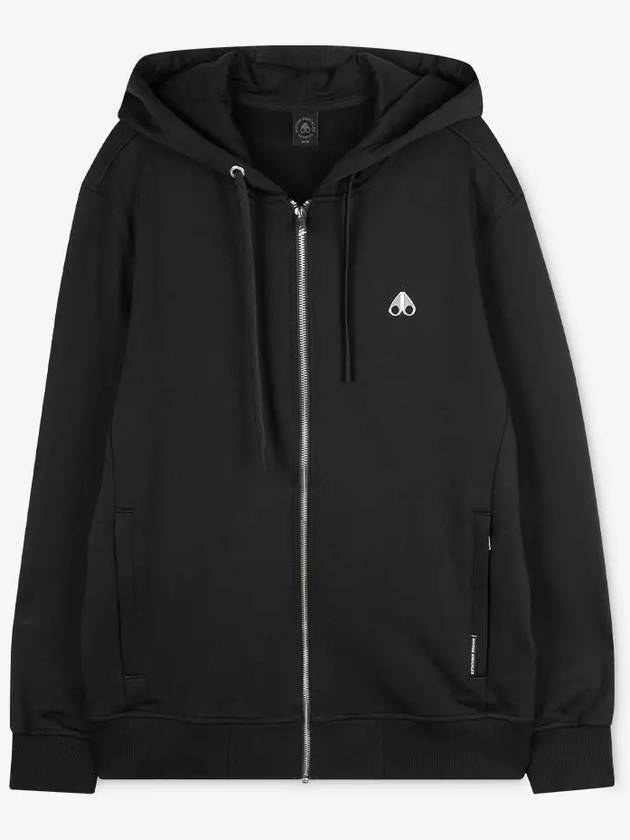 Dundas Logo Patch Cotton Zip Up Hoodie Black - MOOSE KNUCKLES - BALAAN 3