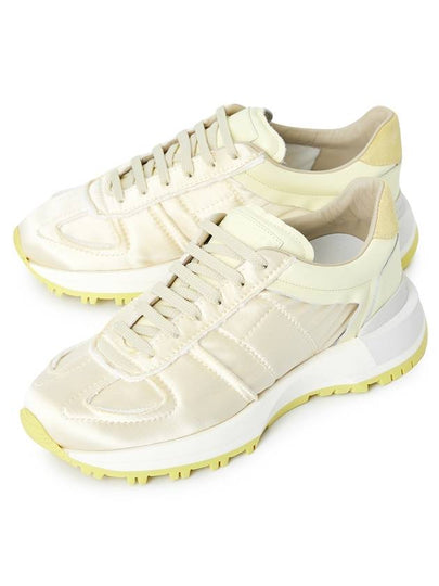 Men's 50 50 Lace-up Nylon Leather Low Top Sneakers Pastel Yellow - MAISON MARGIELA - BALAAN 2