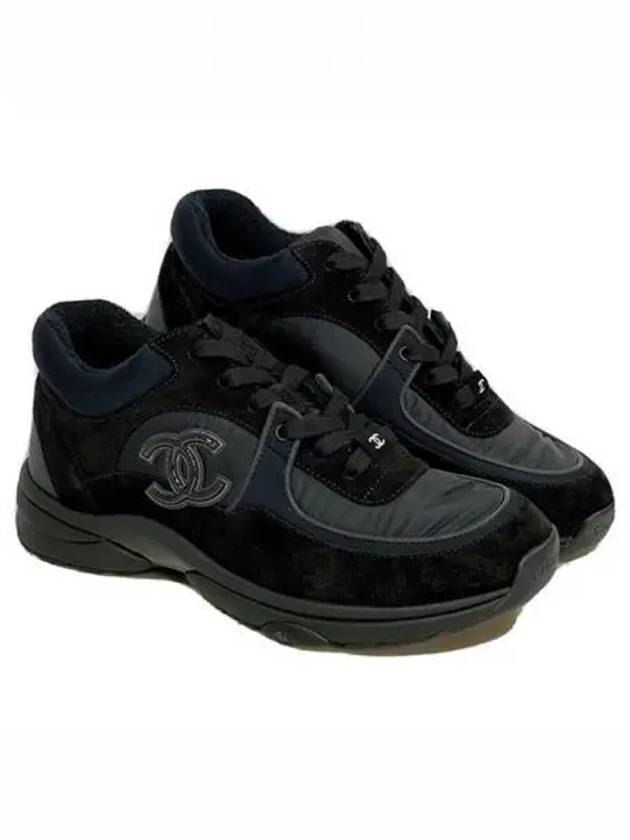 Cruz CC Logo Suede Low Top Sneakers Black - CHANEL - BALAAN 2