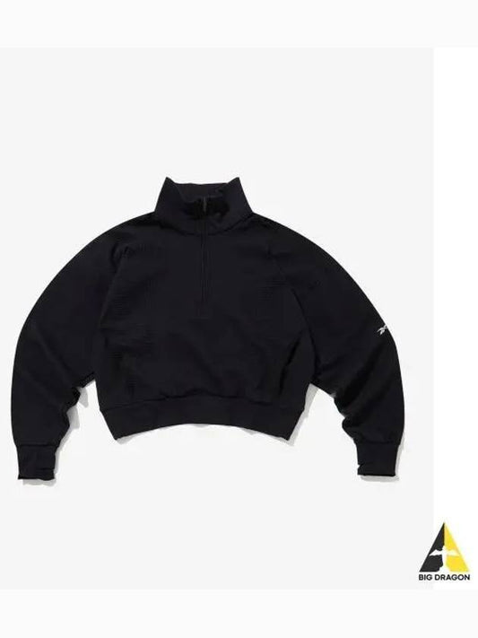 UBF Crop Half Zip up Sweatshirt Women s Black HI6321 - REEBOK - BALAAN 1